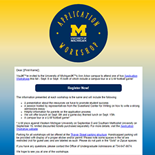 University of Michigan Application Workshop Evite