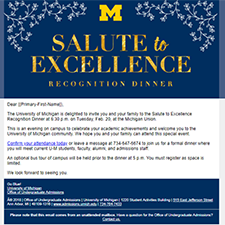 University of Michigan Salute to Excellence Evite