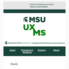 MSU User Experience Master's Program Email